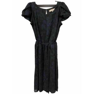 LOFT Ann Taylor Dress Womens Size 4 TALL‎ Blue Purple Floral Sheath Split Sleeve
